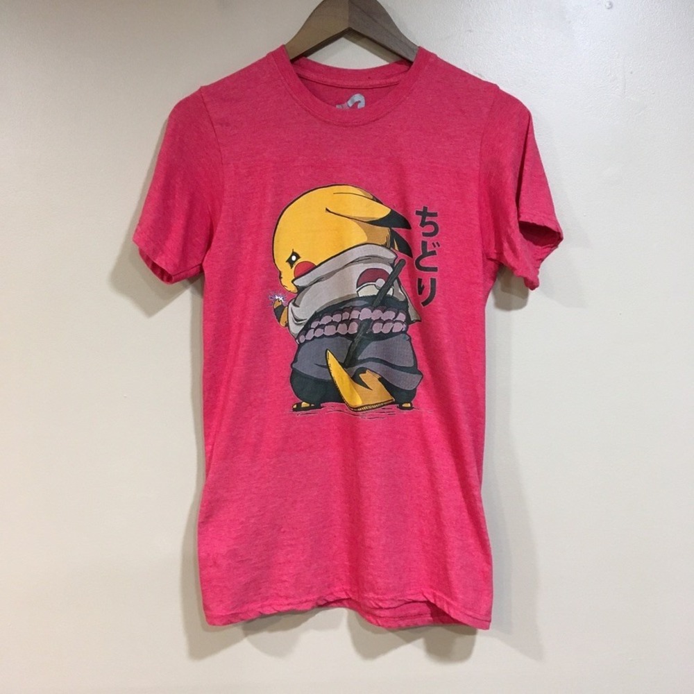 Pokemon Pikachu T-Shirt Mens S Red Sasuke Uchiha‎ Naruto Anime Japan Samurai
